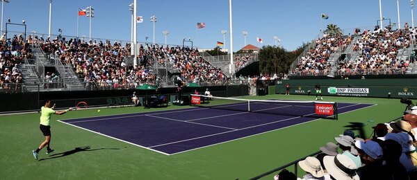 Tenis, ATP, pohled na kurt v Indian Wells, BNP Paribas Open