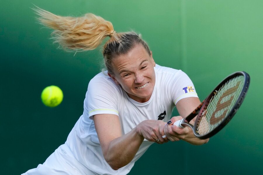 Kateřina Siniaková ve vítězném zápase 1. kola Wimbledonu 2024, dnes ji vyzve Yulia Putintseva