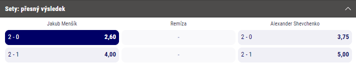 Tip na tenis: Paříž, Francie 2024 - Menšík vs. Shevchenko, 1. kolo (dvouhra M)