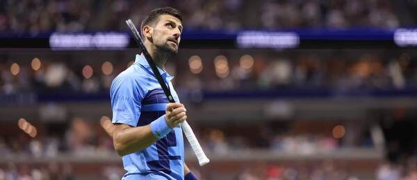 Tenista Novak Djokovič v zápase 3. kola US Open 2024, ve kterém prohrál s Alexeiem Popyrinem