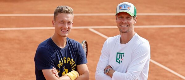 Tenis, ATP, Jiří Lehečka a Tomáš Berdych při tréninku na Spartě