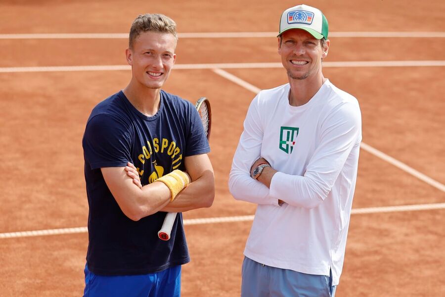 Tenis, ATP, Jiří Lehečka a Tomáš Berdych při tréninku na Spartě