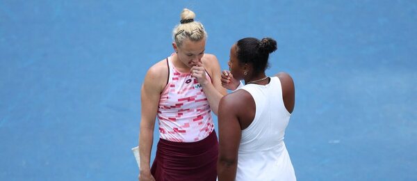 Tenis, WTA, Kateřina Siniaková s Taylor Townsend během US Open, New York