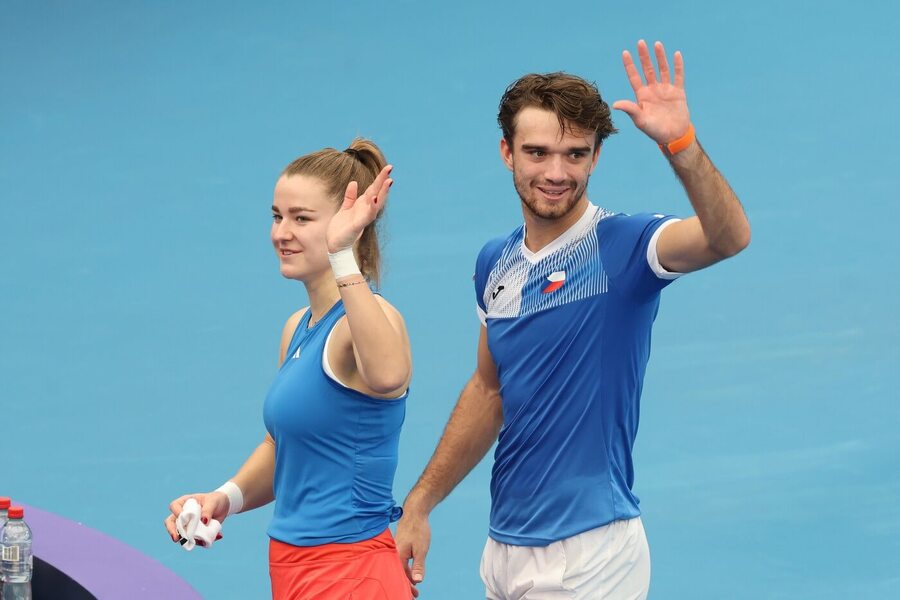 Tenis, United Cup, Karolína Muchová a Tomáš Macháč ve smíšené čtyřhře proti Norsku, Sydney, Austrálie