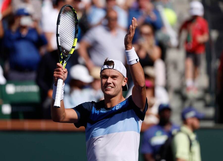 Tenis, ATP, Holger Rune během zápasu v Indian Wells, Kalifornie, USA